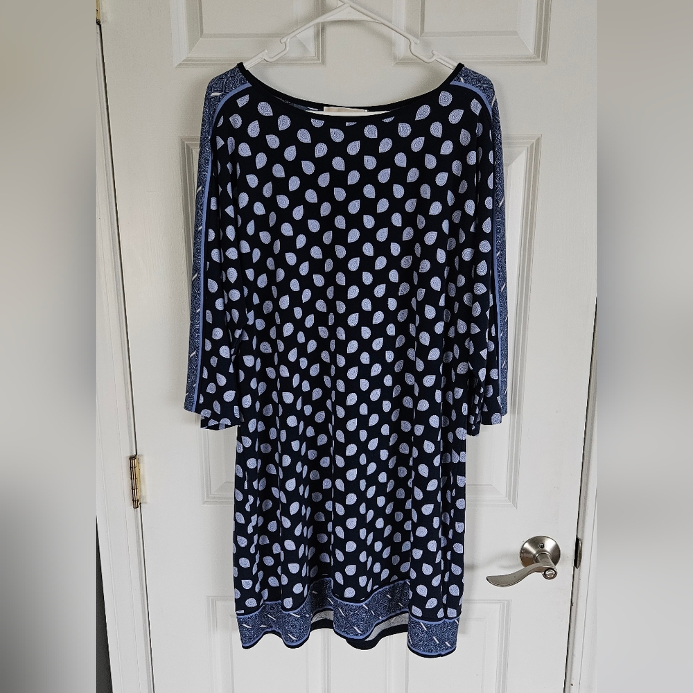 Michael Kors Blue and White Paisley Patterned Dress